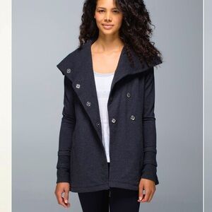 Lululemon Gratitude Wrap Double Breasted Jacket Pea Coat Charcoal Gray Size 8